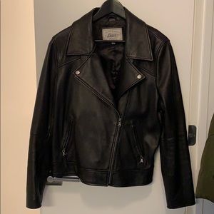 GH Bass & Co asymmetrical genuine leather jacket